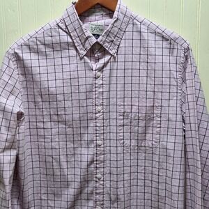 J.Crew Shirt Mens Medium Pink Check Long Sleeve Button‎ Down Stretch Classic